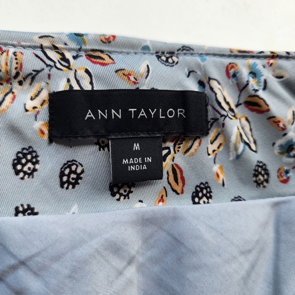 Ann Taylor Blue Brown Black Floral Print Pencil Straight Lined Skirt Pullover M - Picture 7 of 10